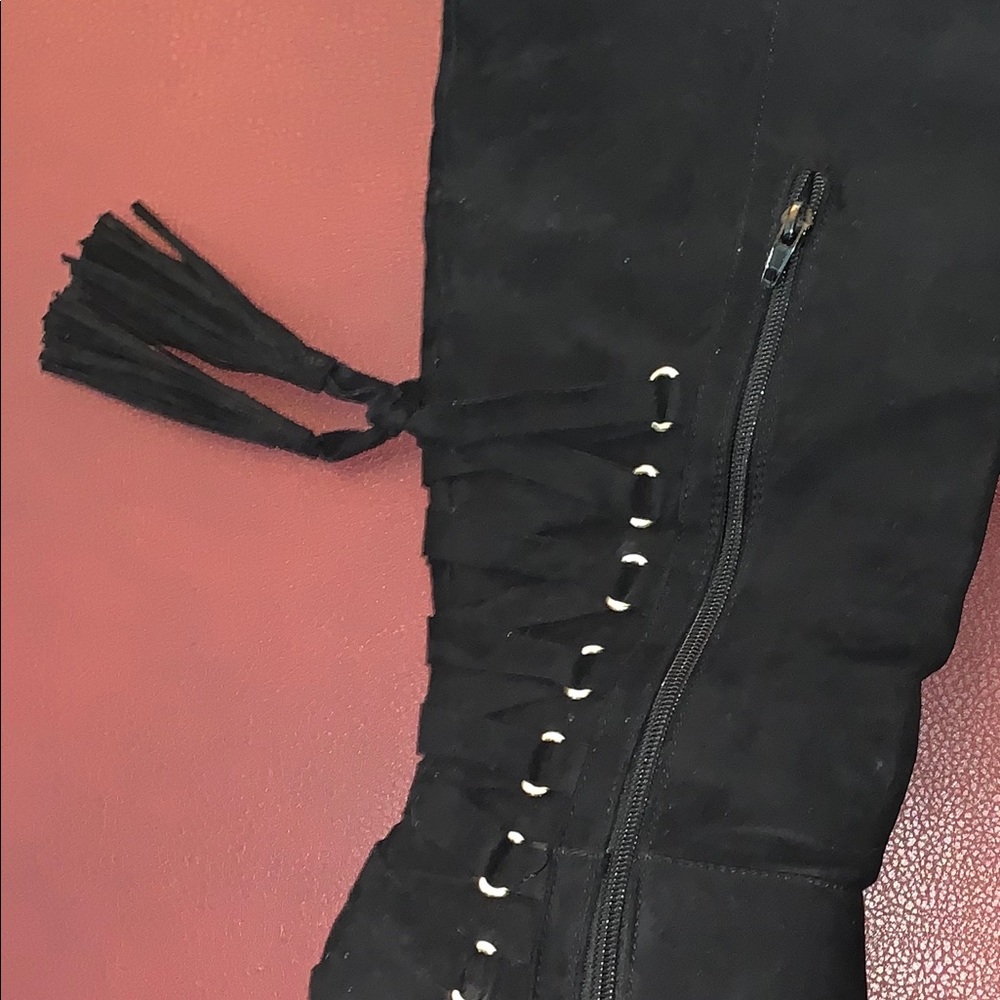 High Heel Over The Knee Suede Black Boots - Picture 2 of 6